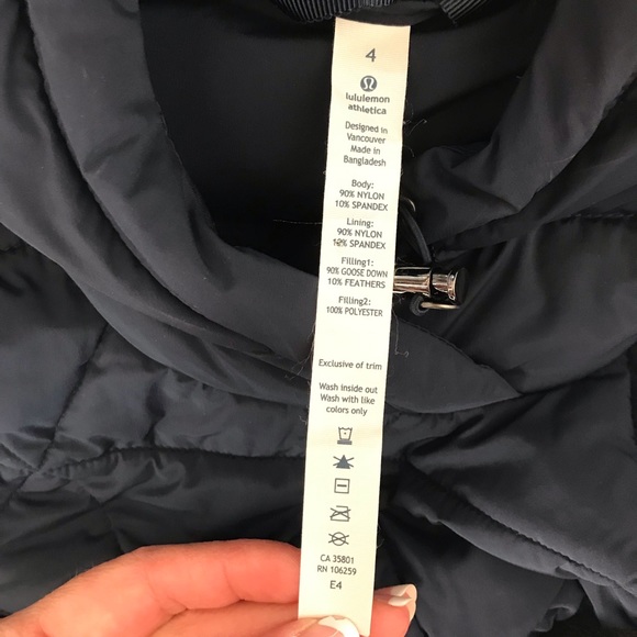 Lululemon Fluffed Up Pullover Hooded Jacket Blue Goose Down - Picture 6 of 13